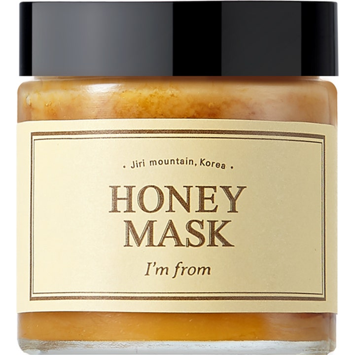 I'm from Honey Mask 120g nærende ansigtsmaske i glaskrukke med sort låg og rig ravfarvet honningkonsistens