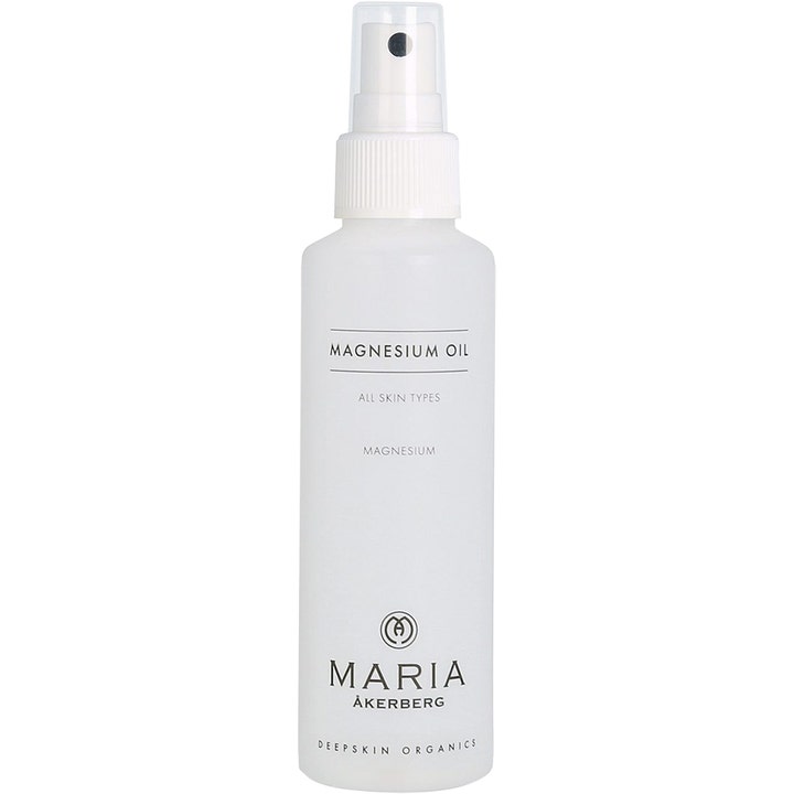 Maria Åkerberg Magnesium Oil 125 ml kropsspray i en hvid frostet flaske med praktisk spraypumpe