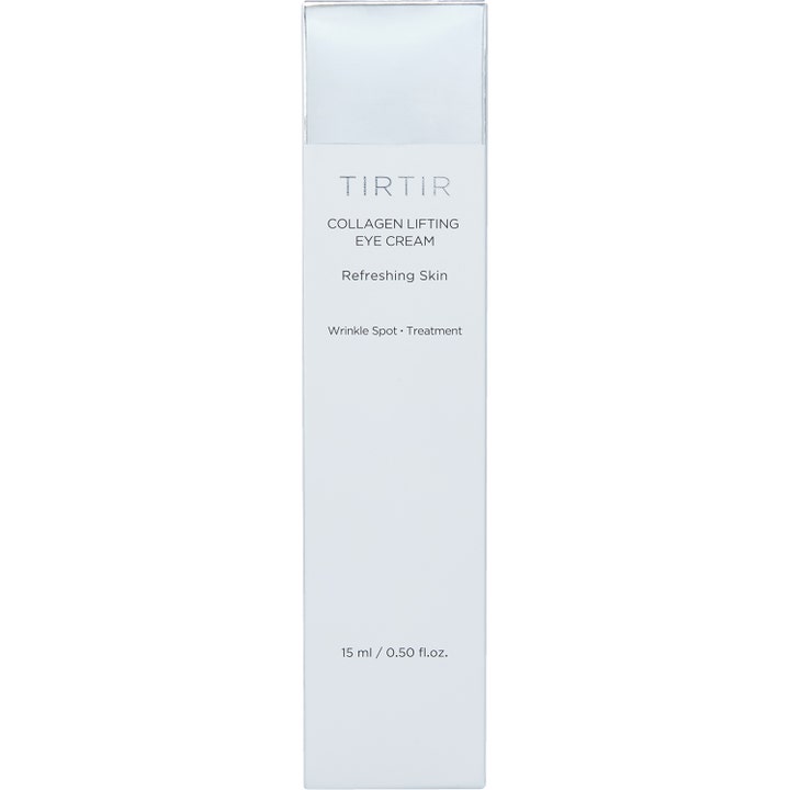 TIRTIR Collagen Lifting Eye Cream 15 ml opstrammende øjencreme i hvid og sølvfarvet emballage