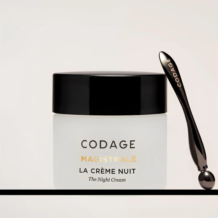 Codage Paris The Night Cream Magistrale 50 ml nærende natcreme i frostet glaskrukke med sort låg og applikator