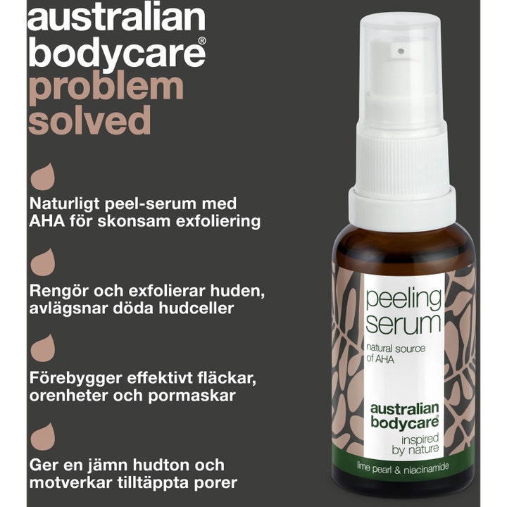Australian Bodycare Lime Pearl Serum 30 ml eksfolierende peeling serum med AHA og niacinamide i brun glasflaske