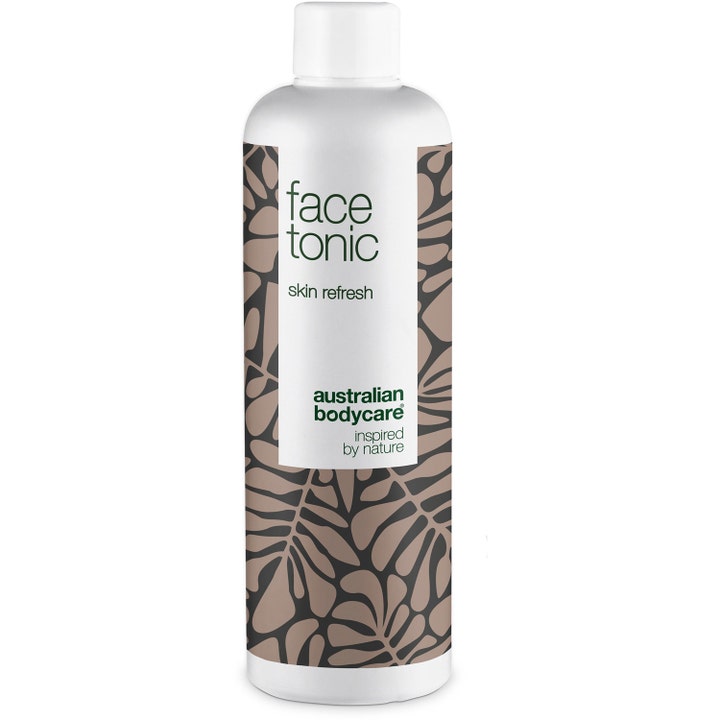 Australian Bodycare Face Tonic 500ml rensende skintonic mod urenheder i hvid flaske med brunt bladmønster