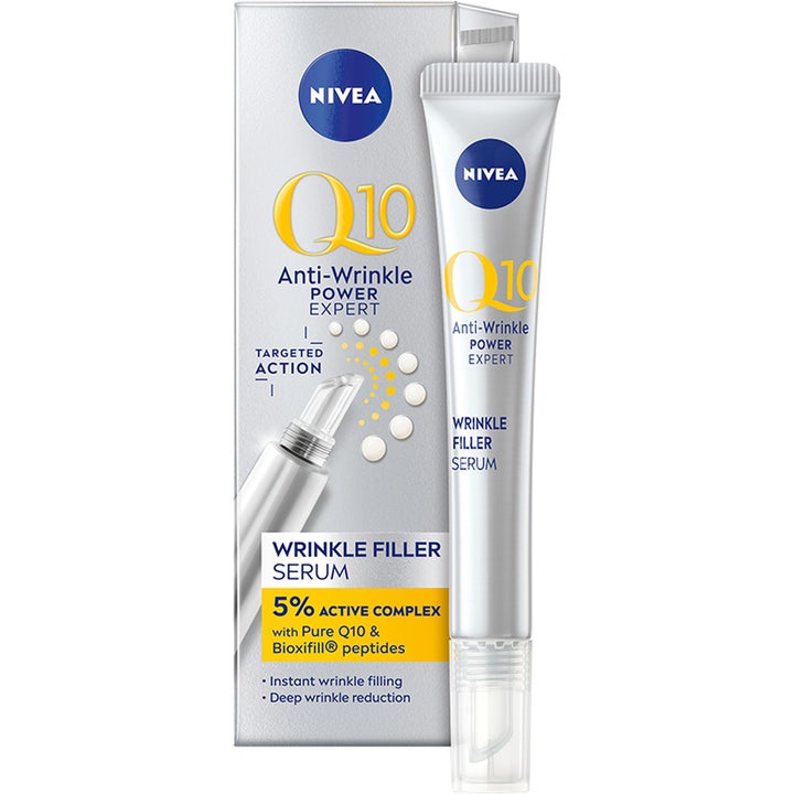NIVEA Q10 Power Expert Wrinkle Filler Serum 15 ml rynkeudfyldende serum i sølvfarvet tube med præcisionsapplikator