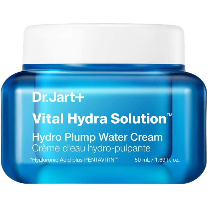 Dr. Jart+ Vital Hydra Solution Hydro Plump Water Cream 50 ml fugtgivende ansigtscreme i blå krukke med hvidt låg.
