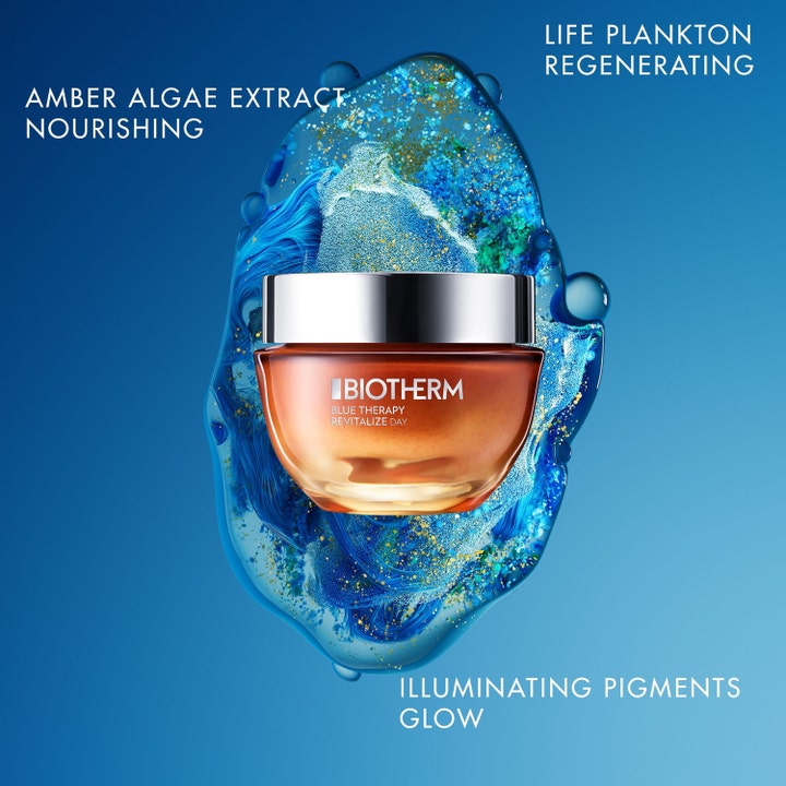 Biotherm Blue Therapy Revitalize Day 50 ml ansigtscreme i orange krukke med glødende pigmenter