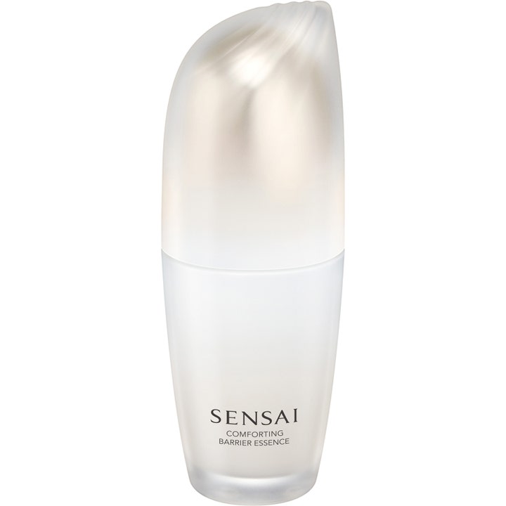 Sensai Comforting Barrier Essence 80 ml beroligende ansigtsserum i frostet hvid flakon med perlemorsfarvet buet låg