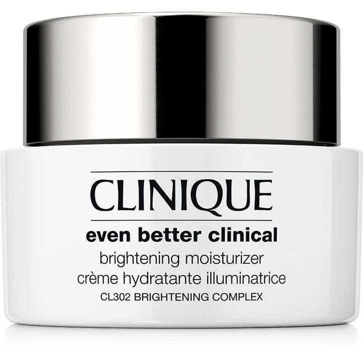 Clinique Even Better Clinical Brightening Moisturizer 50 ml glødgivende ansigtscreme i hvid krukke med blankt sølvlåg