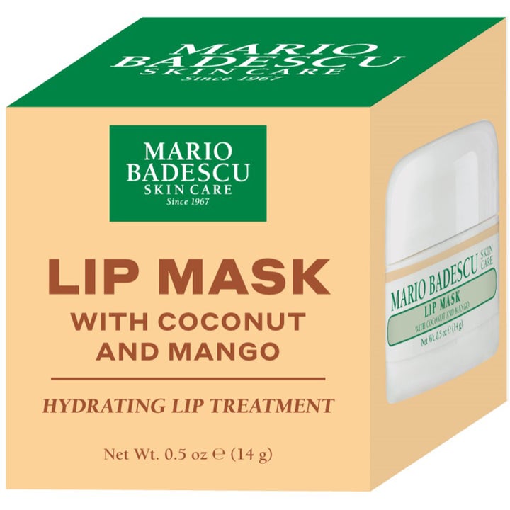 Mario Badescu Lip Mask Coconut & Mango 14 ml fugtgivende læbemaske i beige papæske med grønne detaljer