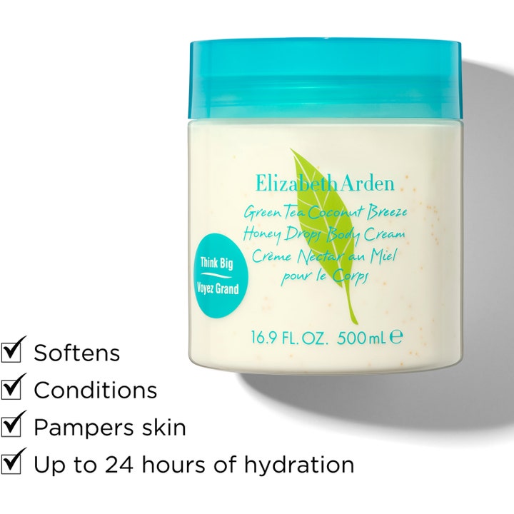Elizabeth Arden Green Tea Coconut Breeze Body Cream 500 ml blødgørende kropscreme i krukke med blåt låg