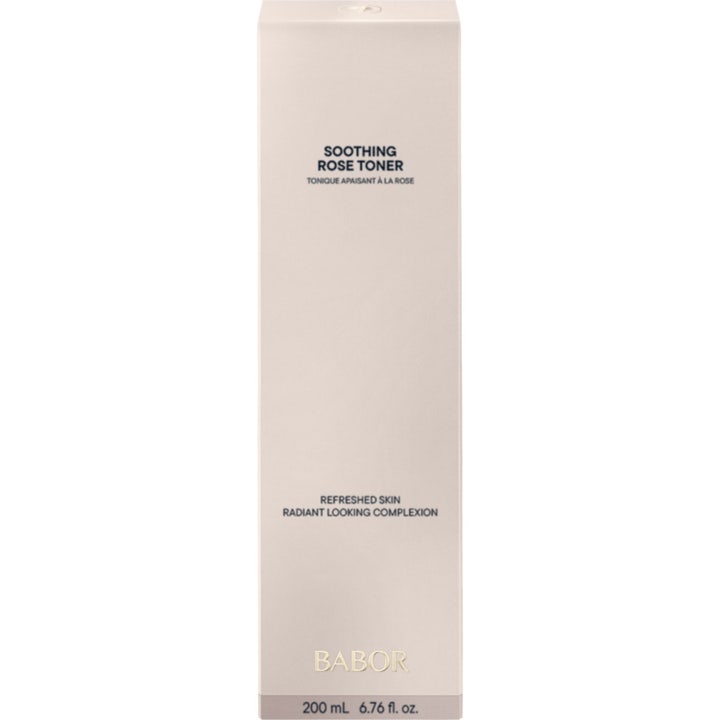 Babor Soothing Rose Toner 200 ml beroligende skintonic der giver glød i en elegant beige æske med guldskrift