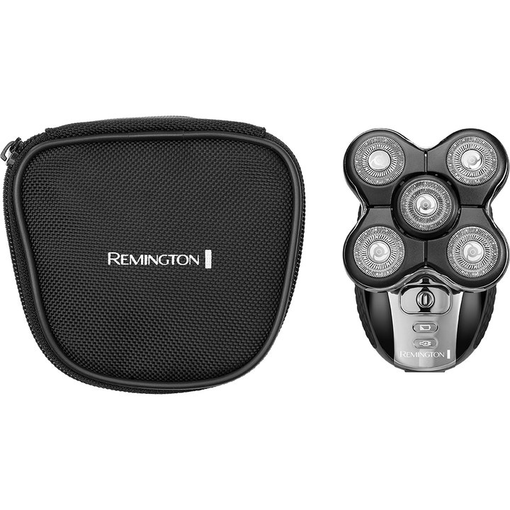 Remington XR1500 Ultimate Series RX5 Head Shaver 1 stk giver tæt barbering med fem skærehoveder og sort etui