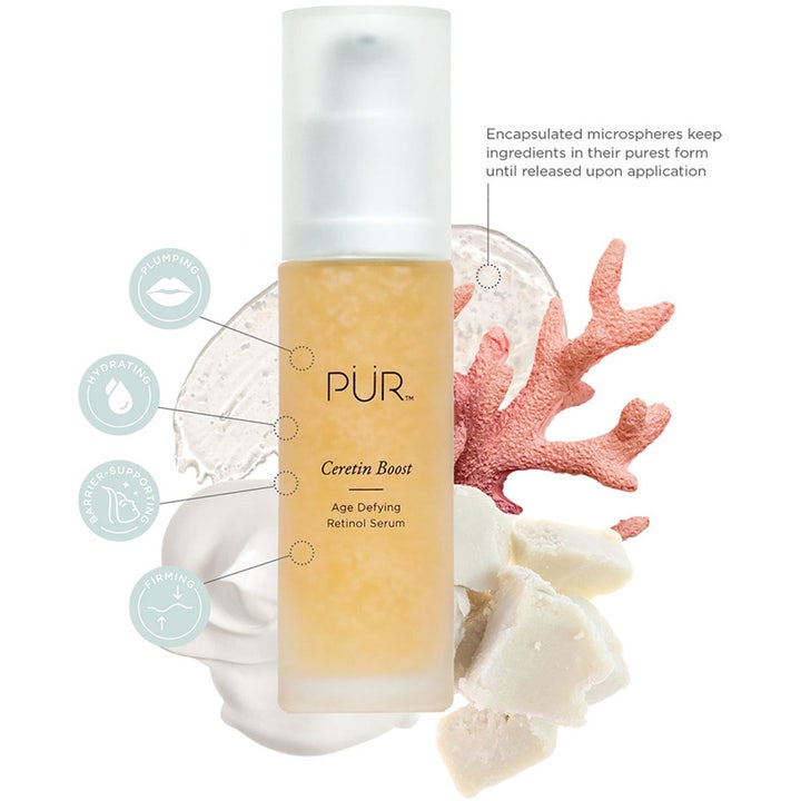 PÜR Ceretin Booster Age Defying Retinol Serum 30 ml opstrammende hudpleje i frostet flaske med gyldne mikrokapsler