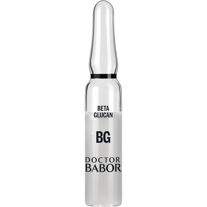 Doctor Babor Beta Glucan BG 2 ml beroligende ansigtsserum i en klar glasampul med sort skrift