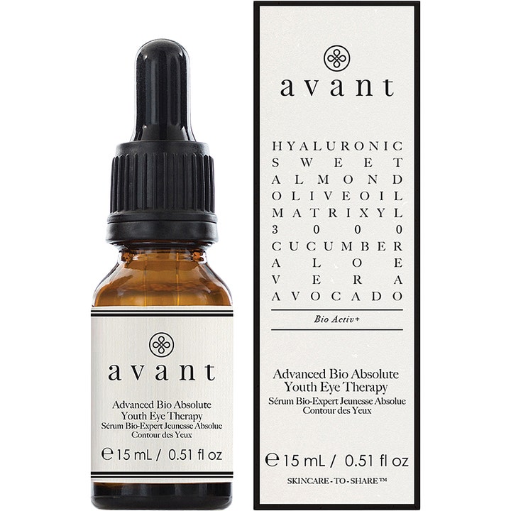 Avant Skincare Advanced Bio Absolute Youth Eye Therapy 15 ml anti-ageing øjenserum i ravfarvet flaske med hvid æske