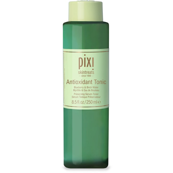 Pixi Antioxidant Tonic 250 ml beskyttende skintonic i en mørkegrøn gennemsigtig flaske med lysegrønt låg