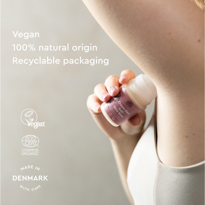 Urtekram Soft Wild Rose Cream Deo 50 ml vegansk deodorant påføres direkte i armhulen