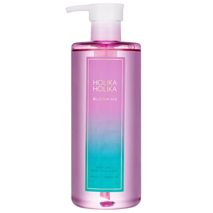 Holika Holika Blooming Perfumed Body Cleanser 400 ml i lilla gennemsigtig flaske med hvid pumpe