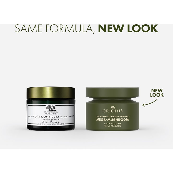Origins Dr. Weil Mega-Mushroom 50 ml beroligende ansigtscreme i gammelt og nyt mat grønt design