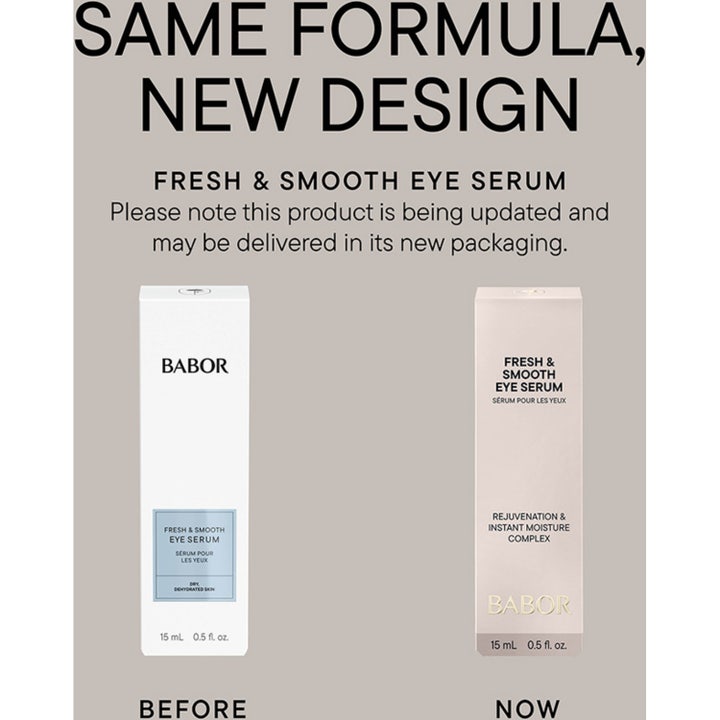Babor Fresh & Smooth Eye Serum 15 ml øjenserum i hvid tube tilfører fugt og står i vandoverflade