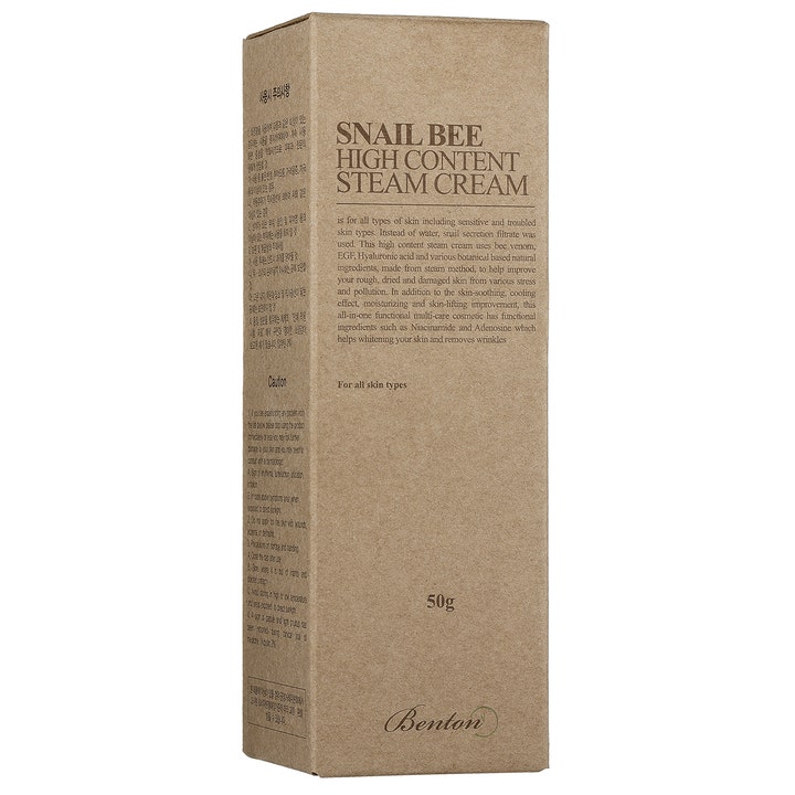Benton Snail Bee High Content Steam Cream 50 g ansigtscreme i brun genanvendelig papemballage