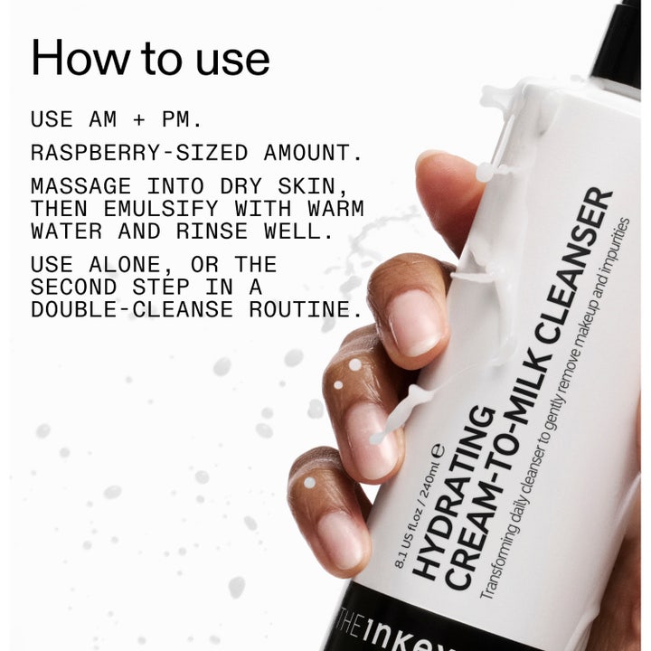 The INKEY List Hydrating Cream to Milk Cleanser 180 ml ansigtsrens i hvid flaske med sort pumpe
