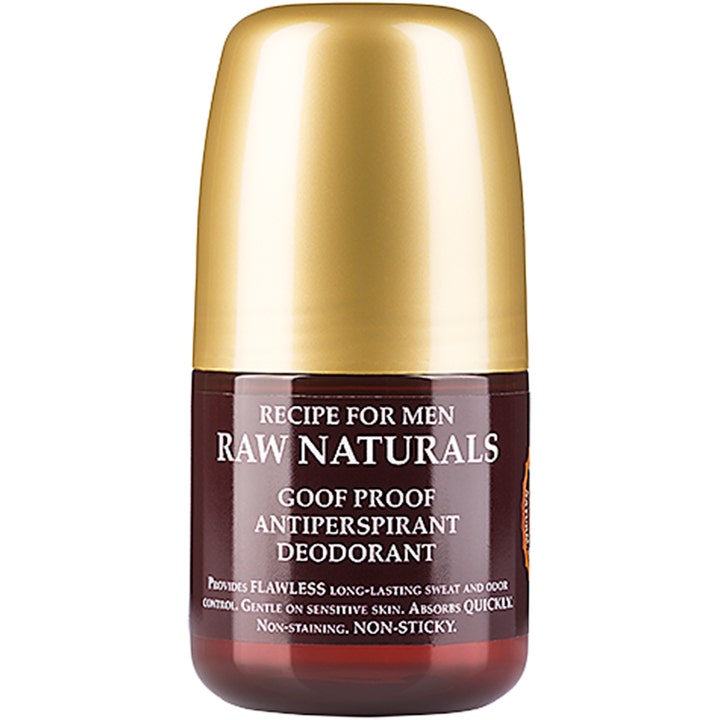 Recipe for Men Raw Naturals Goof Proof Antiperspirant Deodorant 60 ml mod sved i brun beholder med stort guldfarvet låg