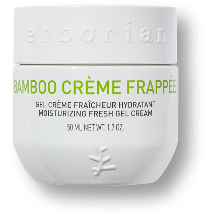 Erborian Bamboo Crème Frappée 50 ml opfriskende ansigtscreme der giver fugt i hvid krukke med grøn tekst