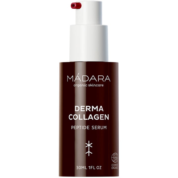 Mádara Derma Collagen Peptide Serum 30ml opstrammende ansigtsserum i mørkebrun flaske med hvid pumpe