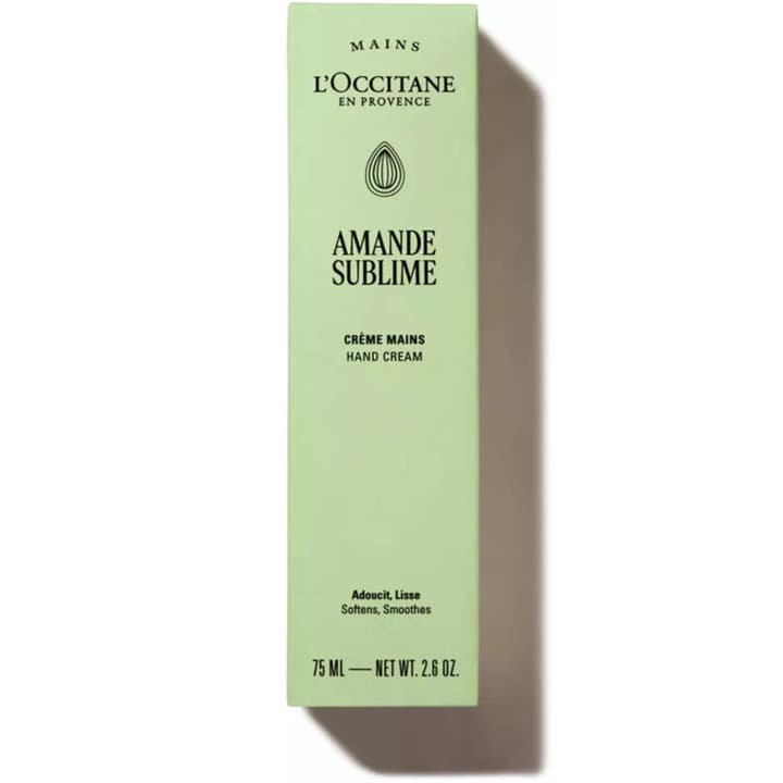 L'Occitane en Provence Almond Delicious Hands 75 ml blødgørende håndcreme i en mat lysegrøn yderemballage.