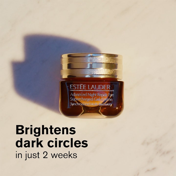 Estée Lauder Advanced Night Repair Eye 15 ml øjencreme mod mørke rande i en brun glaskrukke med guldlåg.
