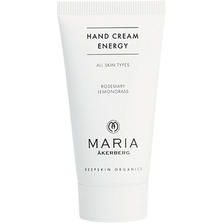 Maria Åkerberg Hand Cream Energy fugtgivende håndcreme i hvid tube med rosmarin og citrongræs til alle hudtyper.