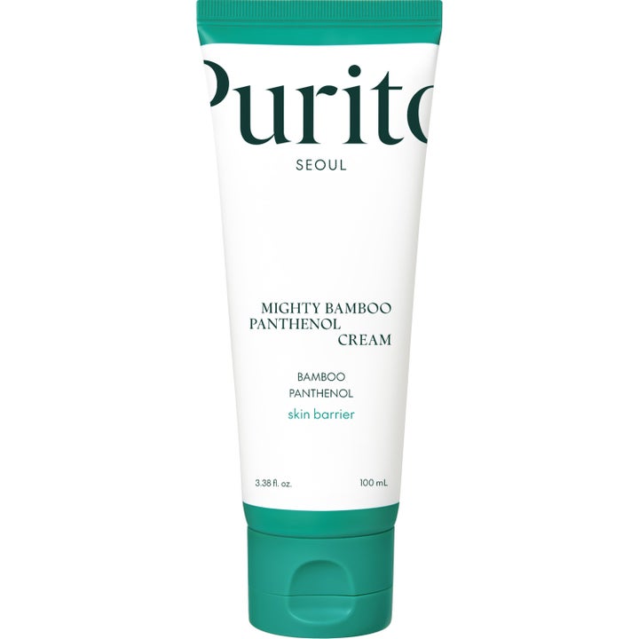 Purito Seoul Mighty Bamboo Panthenol Cream 100 ml styrkende ansigtscreme i hvid tube med grønt låg