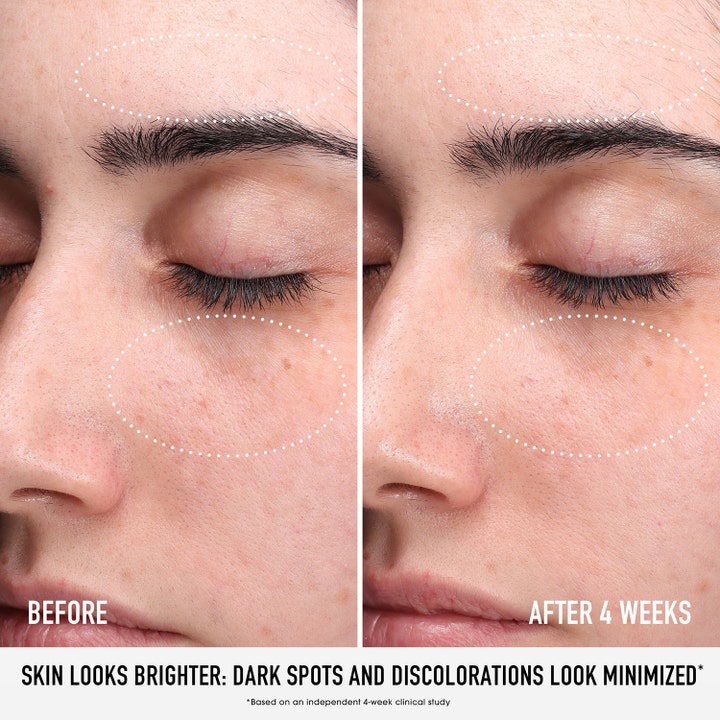 bareMinerals Skin Rescue Pure Glow Serum 30 ml ansigtsserum giver glød og mindsker pigmentpletter i før og efter resultat