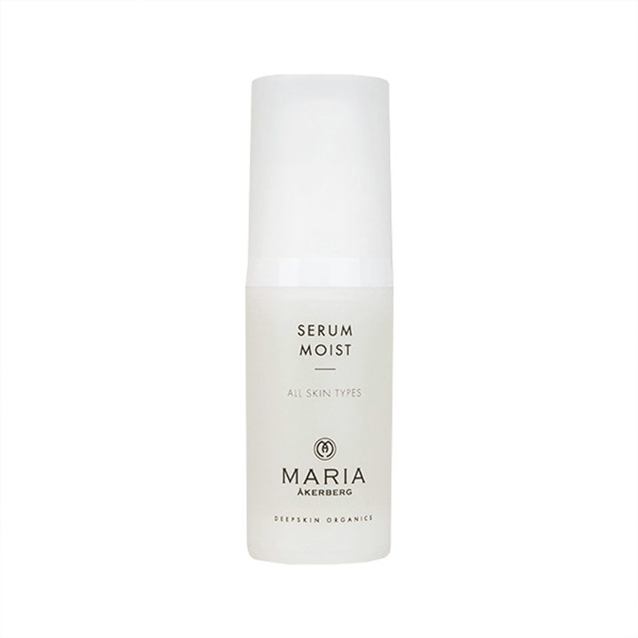 Maria Åkerberg Serum Moist fugtgivende ansigtsserum i hvid frostet flaske der giver huden intens fugt