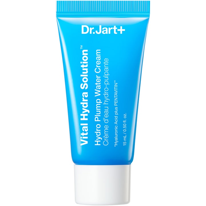 Dr. Jart+ Vital Hydra Solution 15 ml fugtgivende ansigtscreme i en blå tube med hvidt låg.
