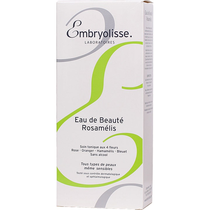 Embryolisse Eau de Beauté Rosamélis 200 ml opfriskende toner i hvid papæske med grønne og grå detaljer