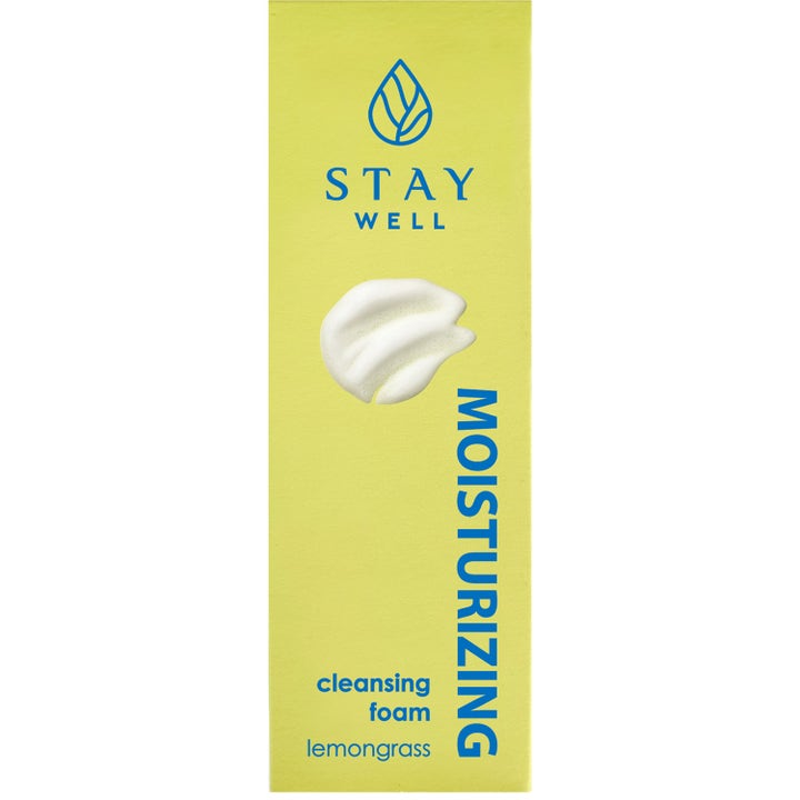 Stay Well Moisturizing Cleansing Foam Lemon Grass 150 ml fugtgivende ansigtsrens i gul emballage med hvid skumtekstur