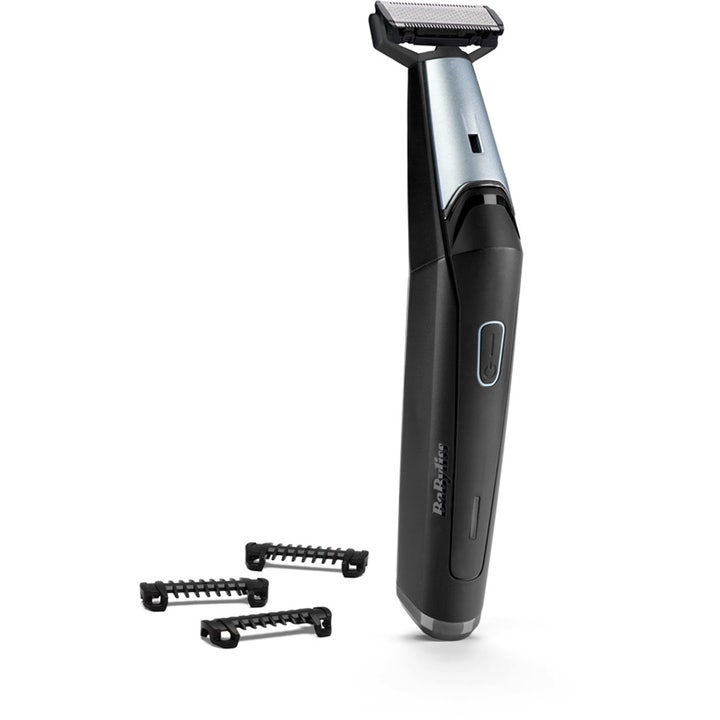 BaByliss Tripple S Beard Trimmer 1 stk skægtrimmer til tæt barbering i sort og sølv design med tre afstandskamme
