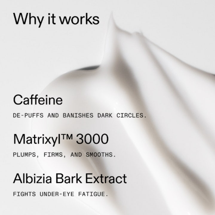 The INKEY List Caffeine Eye Cream 15 ml øjencreme i en let hvid cremet tekstur der reducerer hævelser.