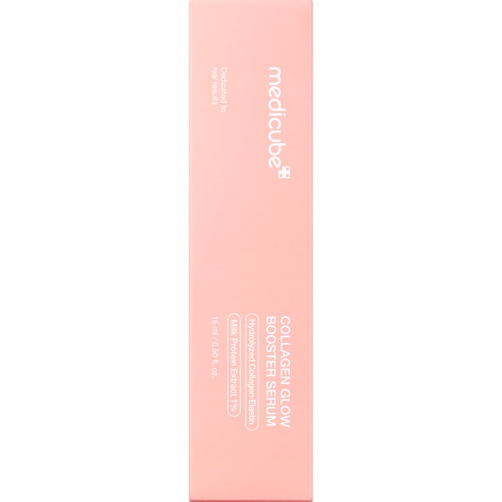 Medicube Collagen Glow Booster Serum 15 ml glødgivende ansigtsserum i en lyserød papæske med hvid tekst