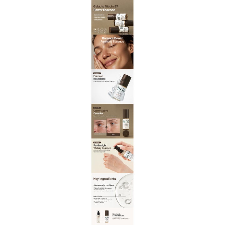 Purito Galacto Niacin 97 Power Essence 60ml lysnende ansigtsserum i en klar flaske med sort pumpe og gennemsigtigt låg