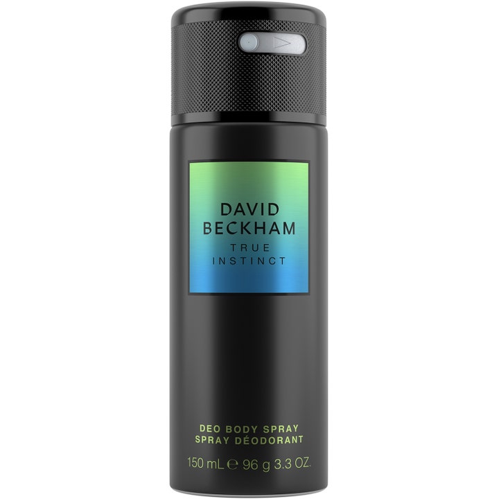 David Beckham True Instinct 150 ml deodorant spray til mænd i sort beholder med blågrøn etiket