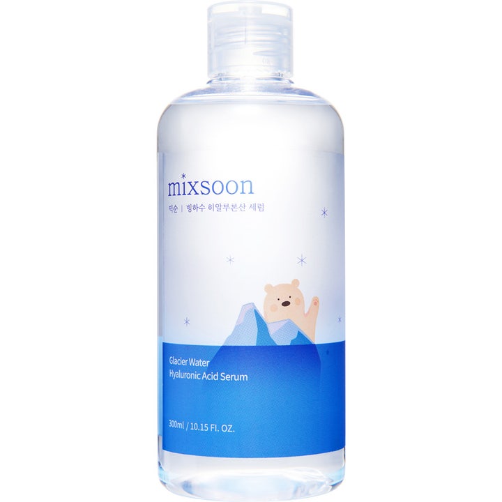 Mixsoon Glacier Water Hyaluronic Acid Serum 300ml fugtgivende ansigtsserum i klar flaske med isbjørnemotiv og blå detaljer