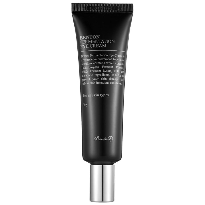 Benton Fermentation Eye Cream 30g opstrammende øjencreme i en mat sort tube med sølvfarvet låg