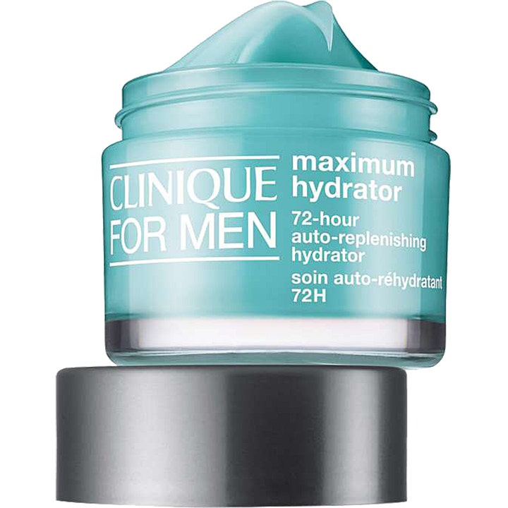 Clinique Maximum Hydrator For Men 50 ml fugtgivende ansigtscreme i blå krukke med synlig geltekstur