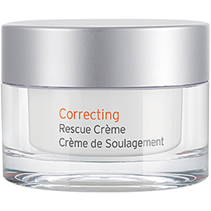 Peter Thomas Roth Correcting Rescue Crème 50ml beroligende ansigtscreme i glaskrukke med mat sølvlåg.