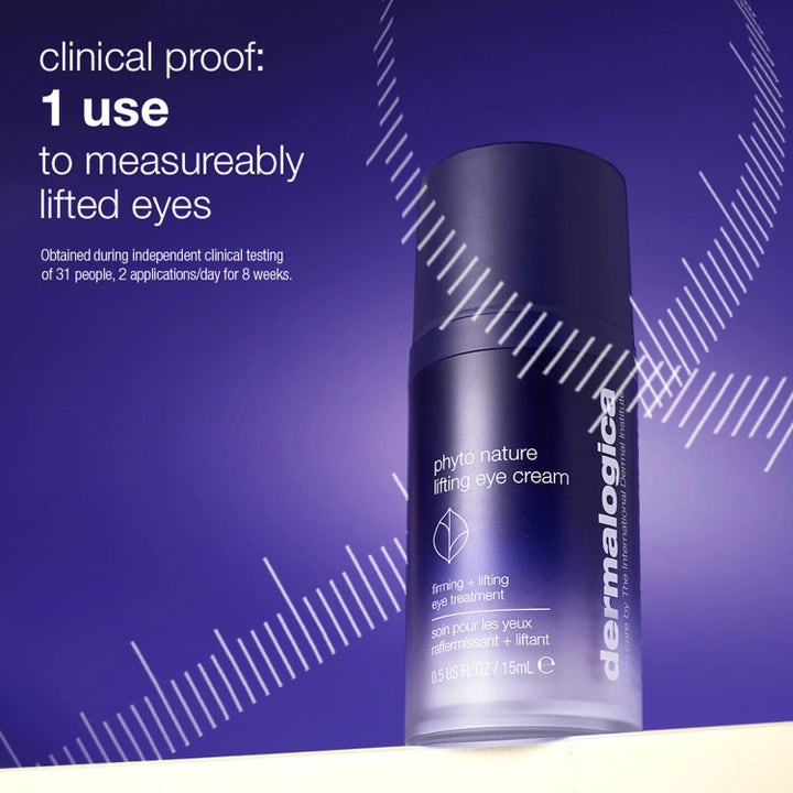 Dermalogica Phyto Nature Lifting Eye Cream 15ml løftende øjencreme i blå flaske med teksten clinical proof 1 use