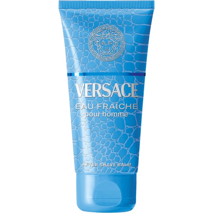 Versace Eau Fraîche Pour Homme After Shave Balm beroligende pleje i lyseblå tube med sølv Medusa-logo