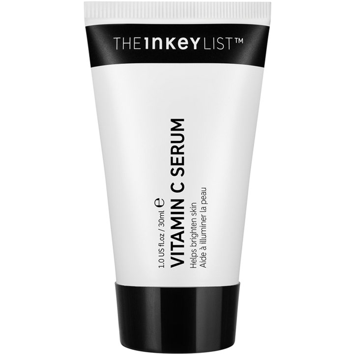 The Inkey List Vitamin C Serum 30 ml glødgivende ansigtsserum i hvid tube med sort låg og minimalistisk design