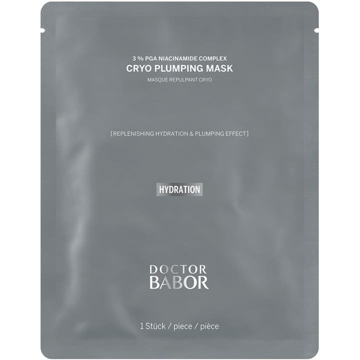 Doctor Babor Cryo Plumping Mask 1 stk fugtgivende ansigtsmaske i grå sachet der giver huden fornyet fylde.